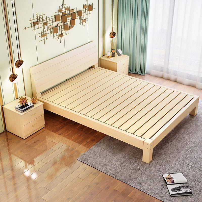 【折扣价】实木床简约1.5米双人床1.8米经济型出租房床架1.2米单