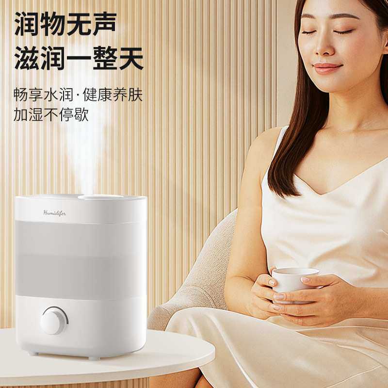 跨境新款2L大容量大雾双喷口加湿器usb家用静音夜灯空气喷雾补水