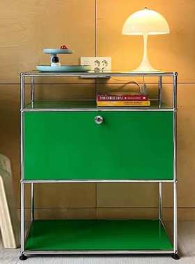 模块组合柜子不锈钢餐边柜简约ins绿色电视柜多功能储物柜子整装