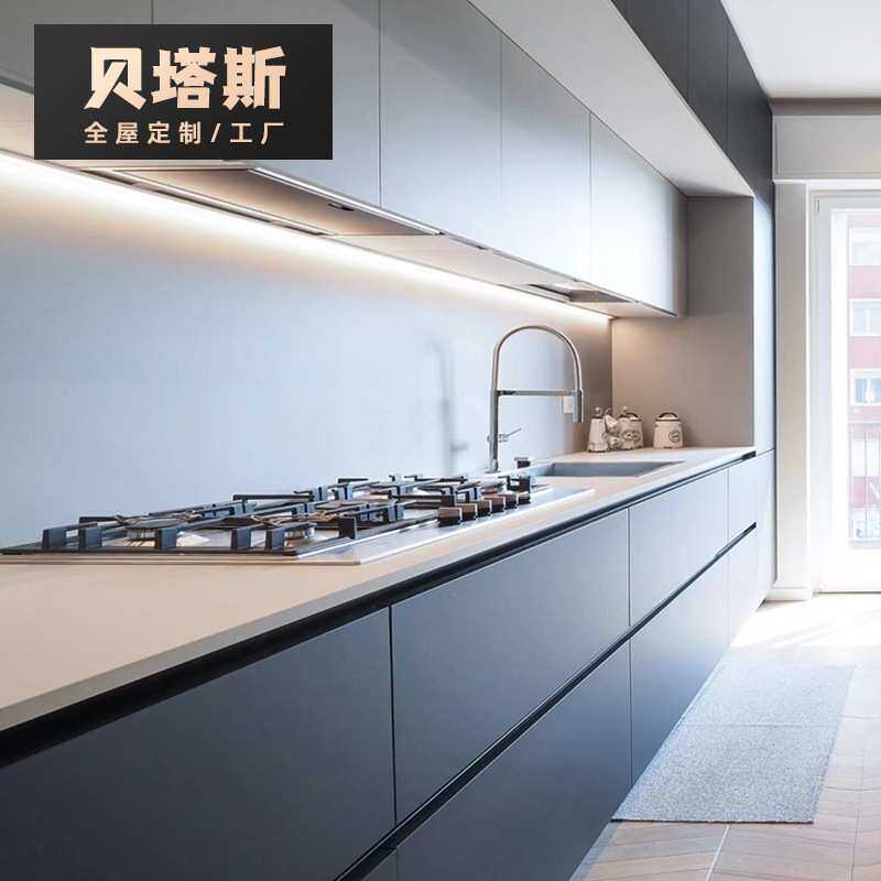 厨柜厨房整体橱柜定制家用石英石台面灶台柜一体全屋装修定做收纳