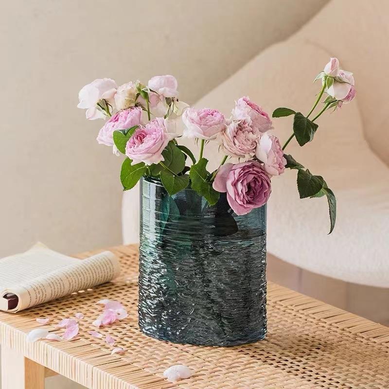 简约现代玻璃花瓶单只中号大号轻奢客厅装饰鲜花插花花器桌面摆件