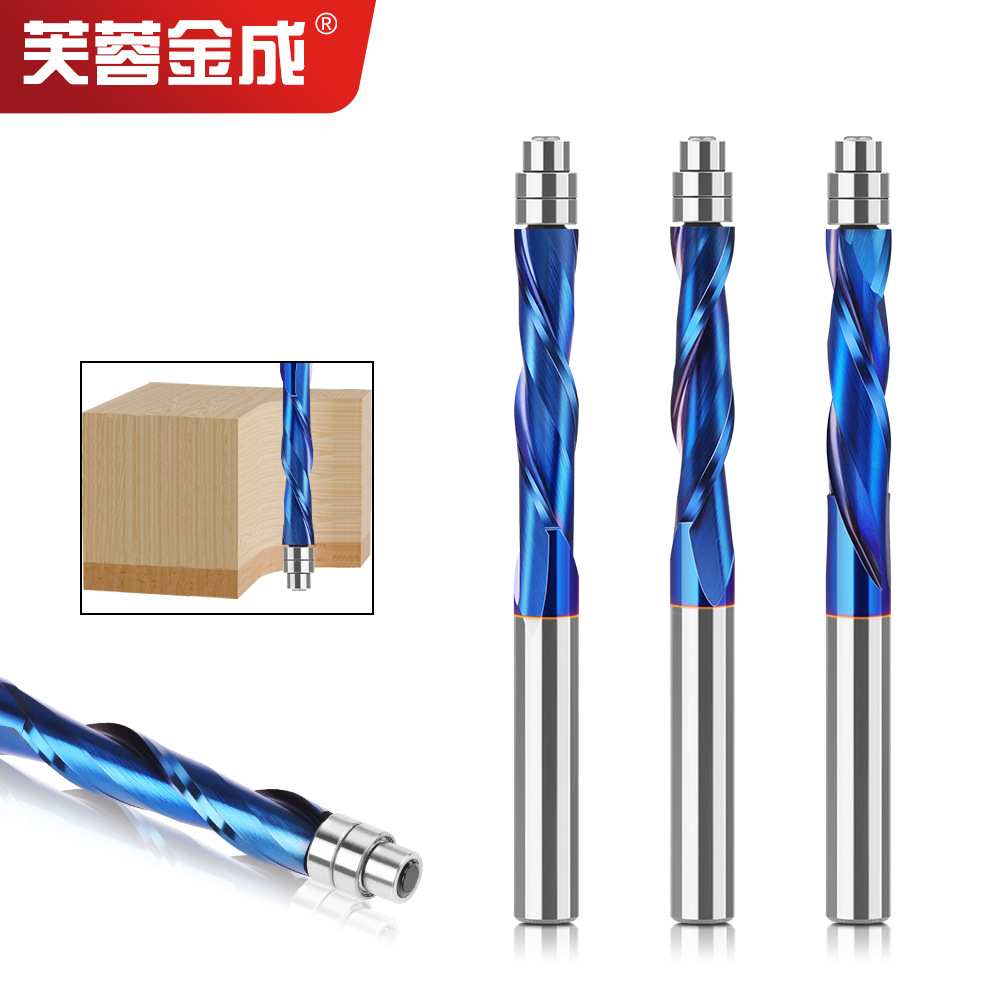 1/4柄 镀蓝整体合金修边刀上旋下旋雕刻铣刀整体合金硬质合金刀