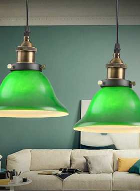 绿色玻璃吊灯创意美式复古风怀旧装饰田园餐厅卧室咖啡厅茶室灯具