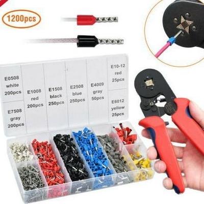 VE1200pcs管针型接线插针预绝缘冷压端子6-6六边压线钳套装跨境