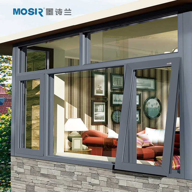 佛山厂家断桥铝门窗定制家用客厅厨房上悬窗双层玻璃防噪音平开窗
