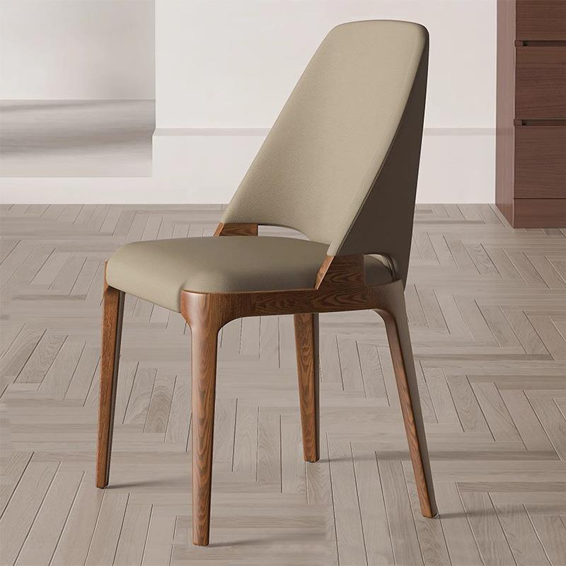 北欧实木餐椅法式中古风白蜡木高背椅家用侘寂风软包化妆椅书椅