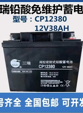 三瑞蓄电池12V38AH 6FM38 UPS太阳能直流屏免维护铅酸蓄电池电源