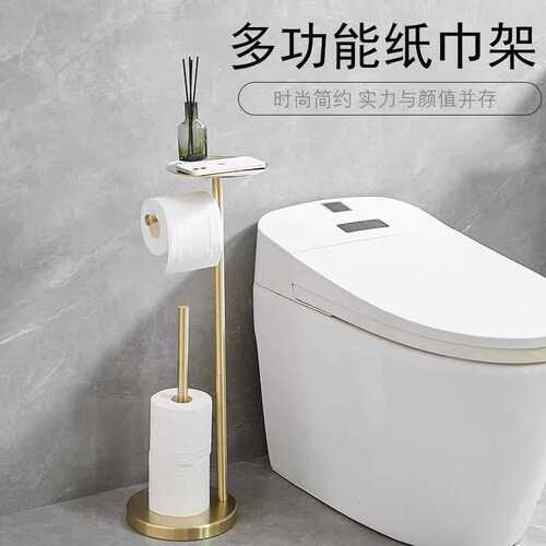 不锈钢落地卷纸架厕所卫生间免打孔立式纸巾架多用收纳置物架挂架