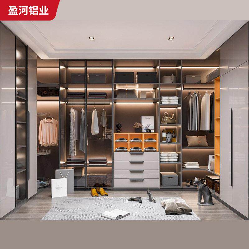 玻璃柜门衣柜整体卧室轻奢现衣柜走入式衣帽间全屋全铝家具定制