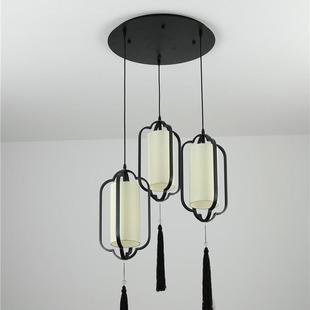 新中式 吊灯圆形楼梯间门厅灯中国风过道灯饰餐厅吧台三单头小吊灯