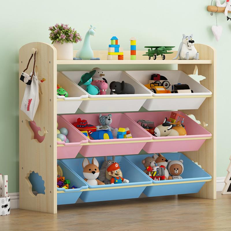实木儿童玩具收纳架家用客厅置物架落地式书架多层大容量储物架子