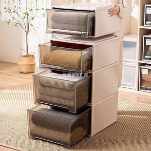 乙木品川收纳箱家用抽屉式塑料收纳置物盒衣柜整理箱衣服储物塘祥