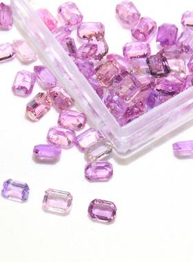 天然紫色蓝宝石长方形切面首饰镶嵌主石配石零售