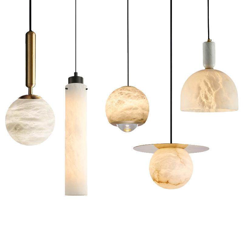 吧台轻奢创意设计师新中式吊灯天然云石主卧室床头过道玄关小吊灯