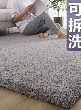 灰色房间飘窗毛毛地毯卧室床边儿童爬行垫防摔加厚可拆洗机洗
