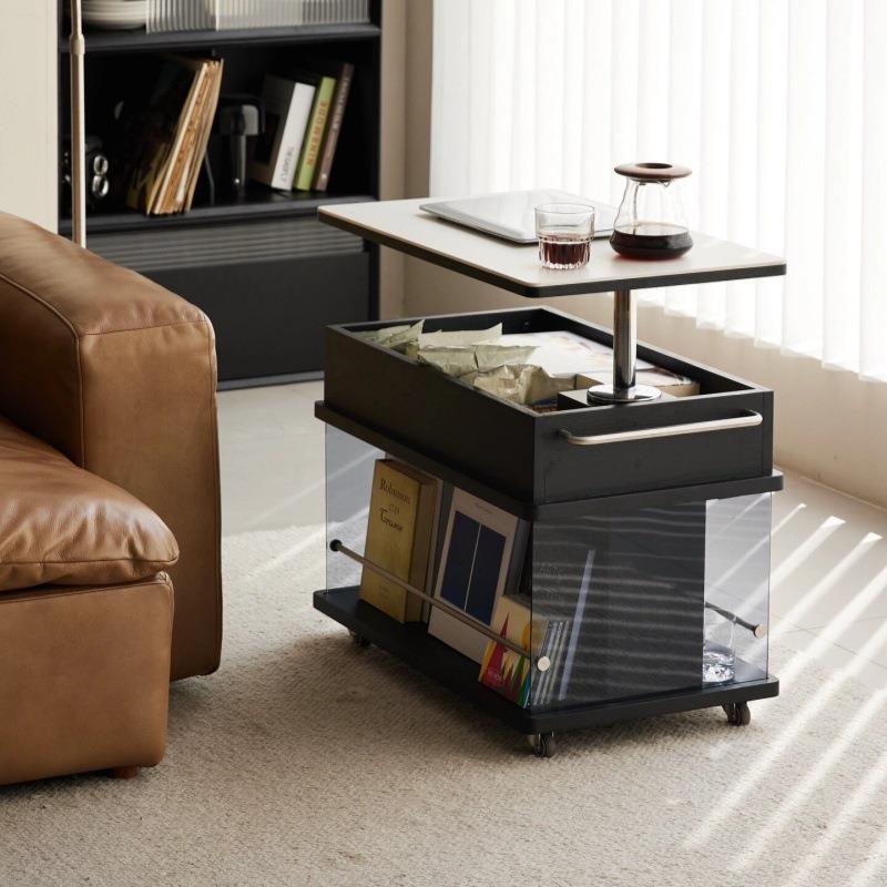 轻奢实木可升降茶几客厅家用小户型阳台茶台桌现代简约移动边柜