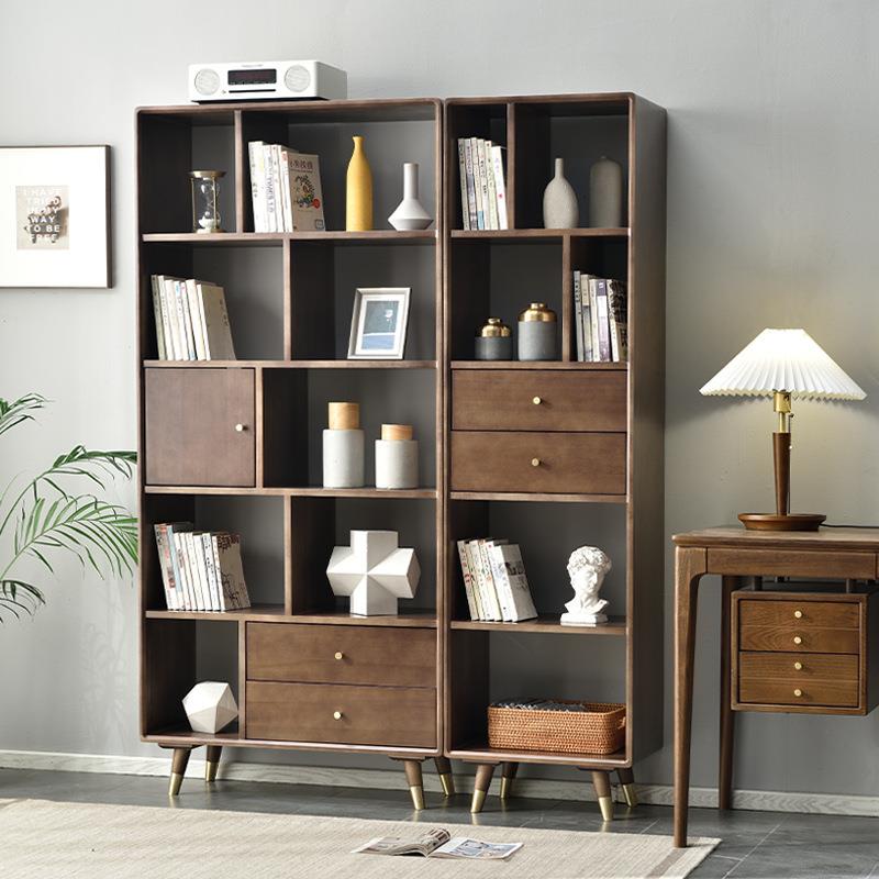 【折扣价】全实木落地书架书柜一体靠墙整面收纳置物架家用轻奢组