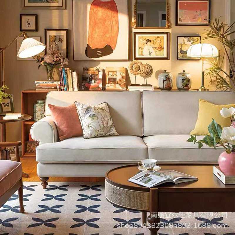 美式轻奢沙发复古实木丝绒可拆洗小户型客厅简约直排布艺组合沙发,模玩/动漫/周边/娃圈三坑/桌游,模型制作工具/辅料耗材,淘宝优惠券,粉丝福利购,淘宝优惠卷