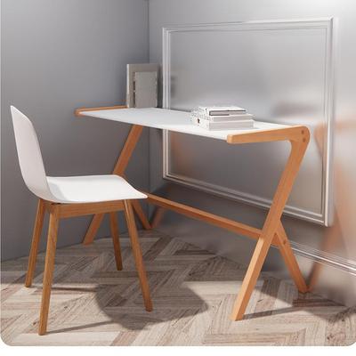 新品北欧极简书桌烤漆实木学习桌简约稳固化妆桌MDF榉木原木桌