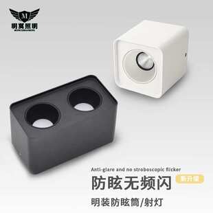 明装射灯 防眩家用客厅餐厅二头四头格栅灯射灯 cob方形斗胆灯