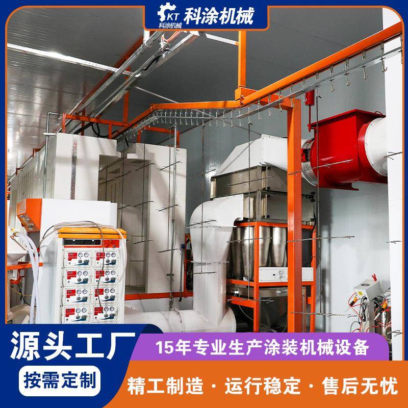 涂装设备设计打造带PP大旋风粉房的金属工件静电涂装流水线