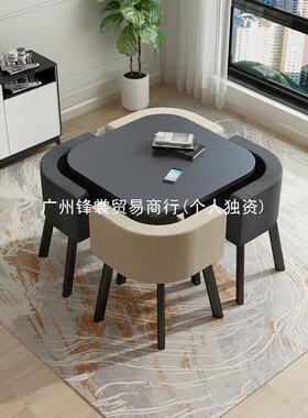 FS餐桌家用小户型轻奢洽谈吃饭商用简易现代简约折叠接待圆桌椅组