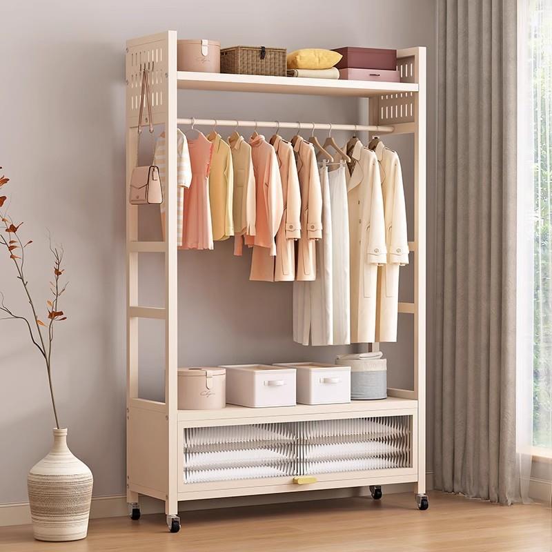 卧室置物架家用挂衣架可移动房间晾衣架多功能衣帽收纳架衣服晾晒