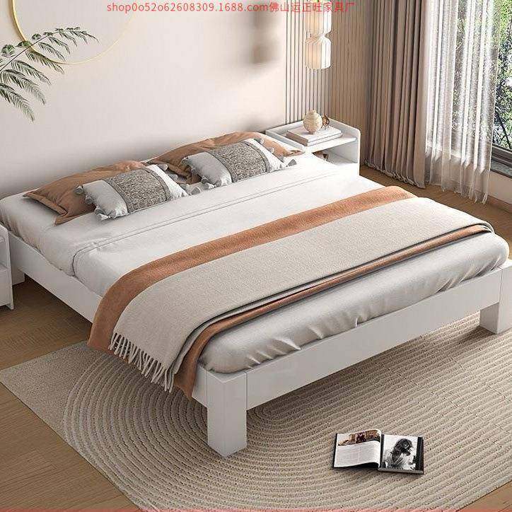 榻榻米无床头实木床现代简约1.8m双人床民宿单人出租房床1m加厚床