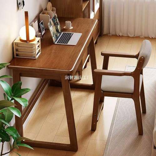 IwO全实木家用书桌简易电脑桌小户型办公桌学习桌卧室长条桌