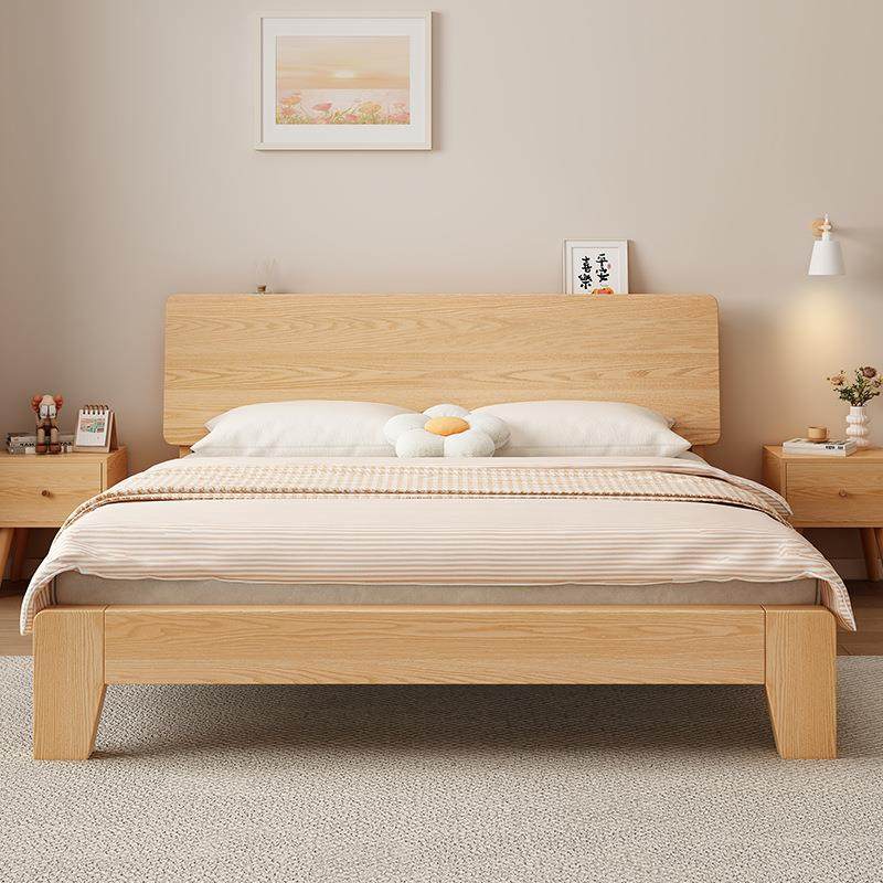 M*橡木全实木床家用卧室现代简约1.5米单人1.2床架原木风1米8双人