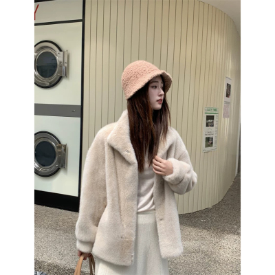 水貂绒外套女冬季2025新款立领加厚环保皮草保暖短款毛绒上衣潮