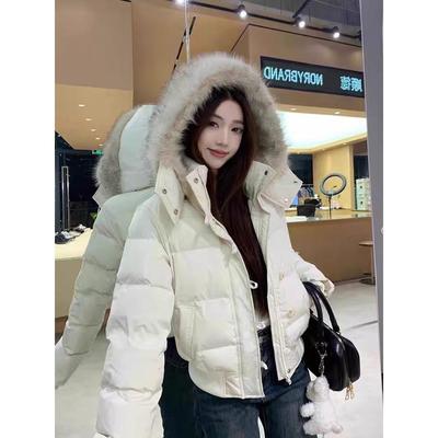 2025韩系新款毛领羽绒服女短款韩版小个子加厚服冬装外套棉服