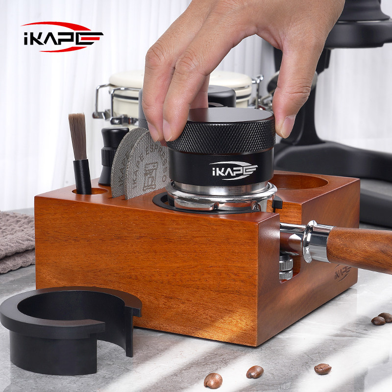 IKAPE咖啡压粉座实木方形收纳盒