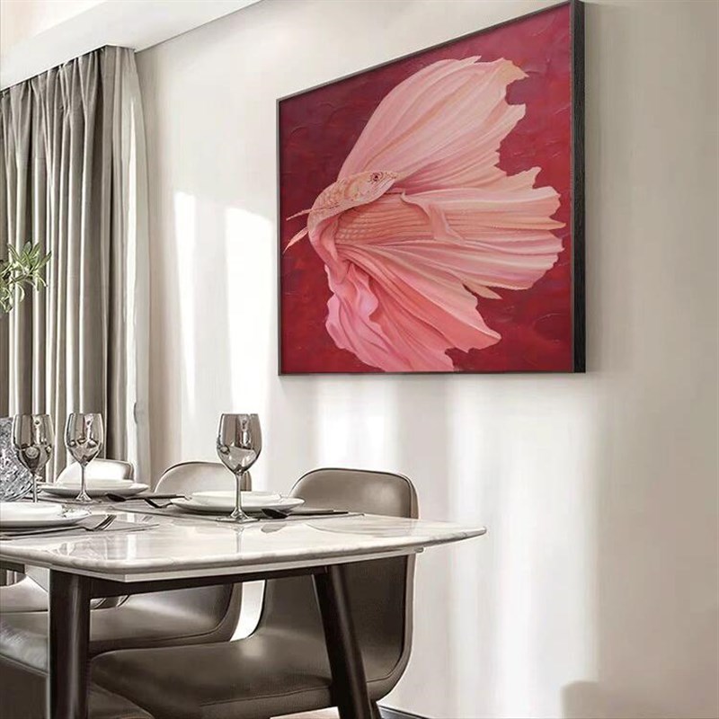 中式锦鲤动物客厅挂画好运现代好寓意装饰画餐厅挂画玄关背景墙画图片