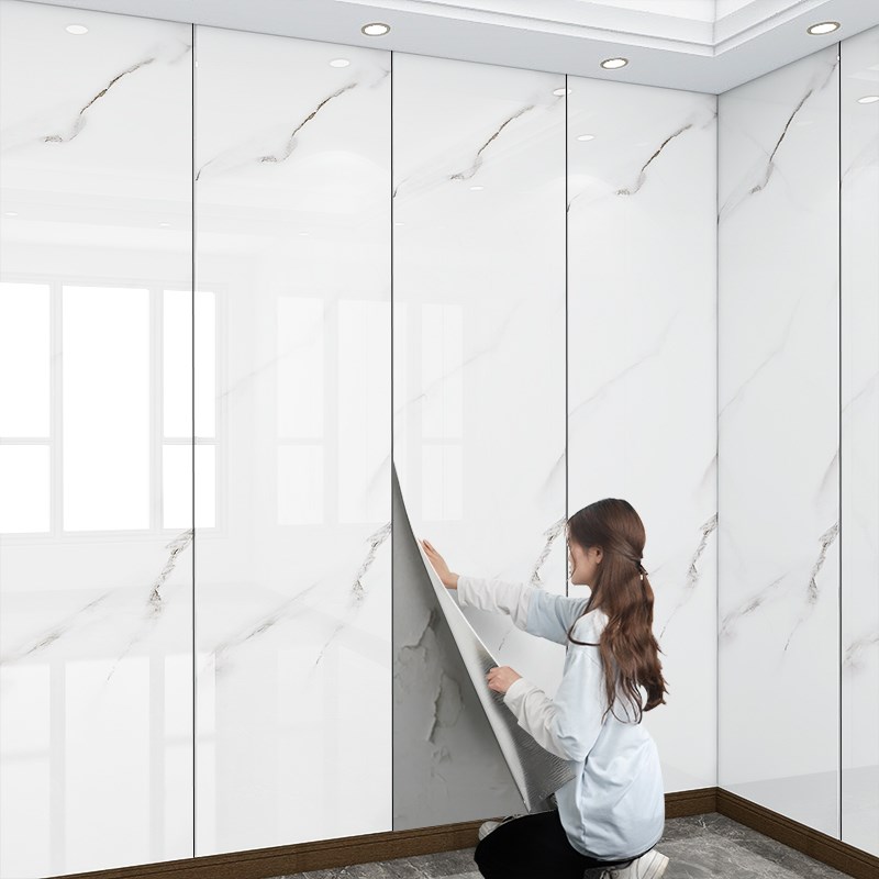 仿瓷砖墙贴自粘墙纸防水防潮大理石铝塑板电视背景墙壁纸墙板装饰