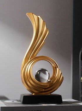 新房装饰品摆件高档大气抽象摆件生水生财酒柜客厅玄关寓意装饰