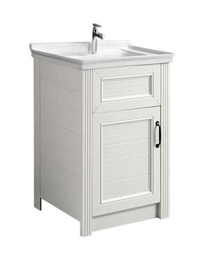 闻洲66111太空铝洗衣柜阳台洗衣槽落地带搓板一体式卫生间洗衣柜