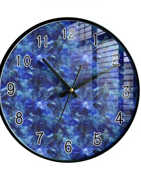 深蓝色挂钟30cm超静音时尚潮流卧室客厅家居装饰支持定*制