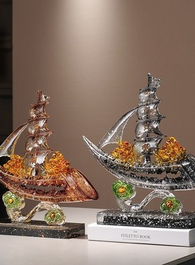一帆风顺帆船摆件轻奢高档客厅酒柜装饰老板办公室公司开业送领导