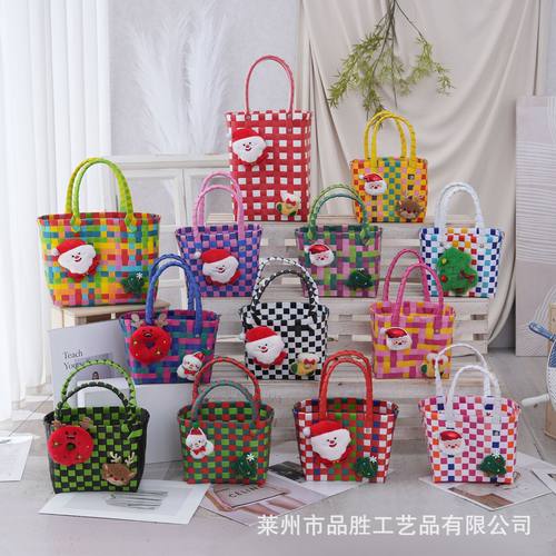 新款圣诞老人系列手工编织彩色包