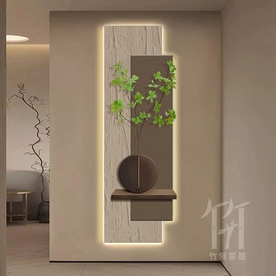 立体玄关肌理画意式极简客厅沙发背景墙装饰画高级感走廊过道挂画