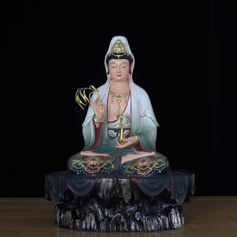 观音南海佛像观世音菩萨神像家用供奉摆件关音神像坐山观音菩萨