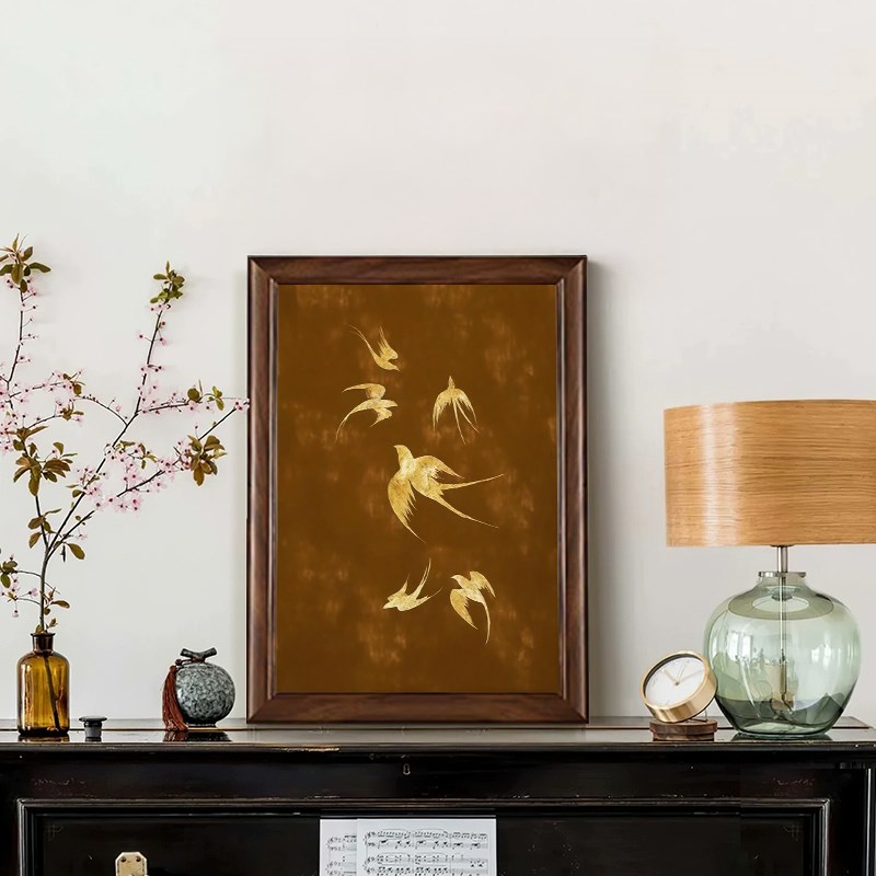 中古风金丝燕文艺小众客厅装饰画法式复古酒店别墅餐厅背景墙挂画图片
