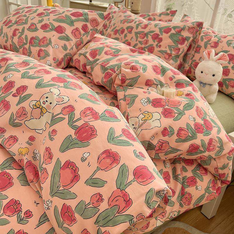 可爱纯棉床上四件套全棉儿童女孩床品花被套宿舍床单人三件套床笠,纺织面料/辅料/配套,纺织机械配件,淘宝优惠券,粉丝福利购,淘宝优惠卷