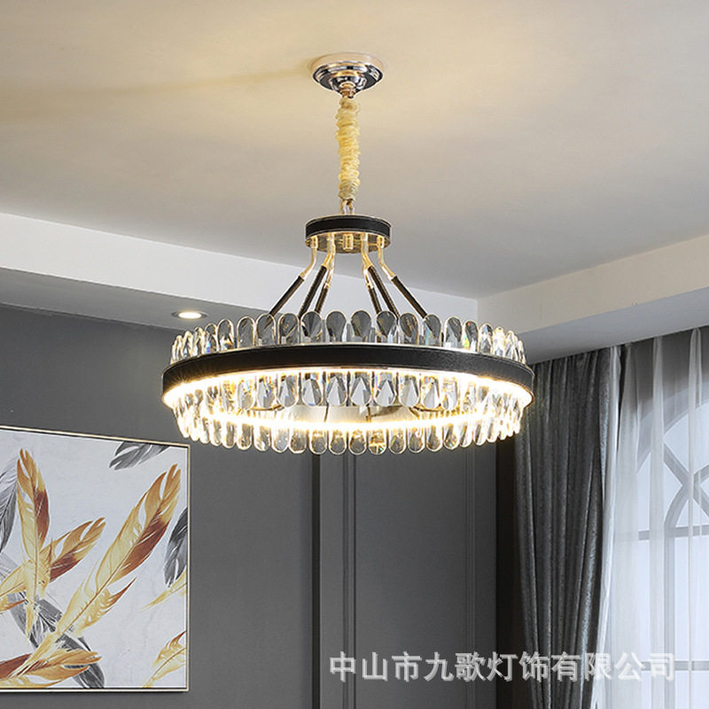 后现代简约轻奢水晶灯客厅吊灯别墅工程欧式卧室餐厅圆形北欧灯具