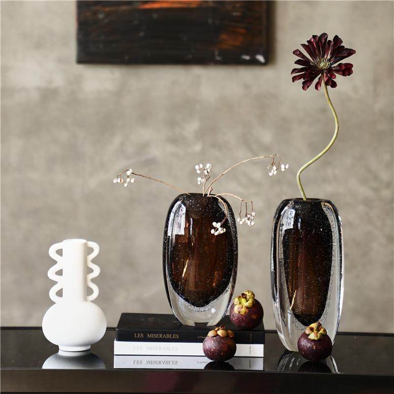 现代简约气泡厚底茶棕琉璃扁口花瓶居家客厅样板间轻奢台面摆装饰,纺织面料/辅料/配套,纺织机械配件,淘宝优惠券,粉丝福利购,淘宝优惠卷