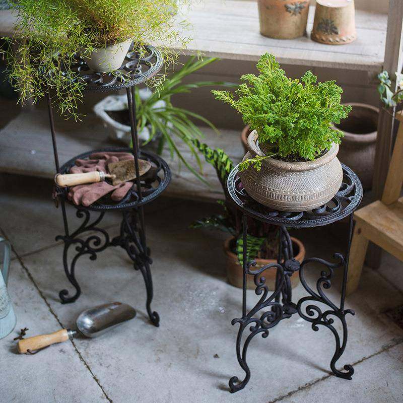 单双层铸铁花架花盆架置物架古典花纹装饰摆件杂货花园户外庭院