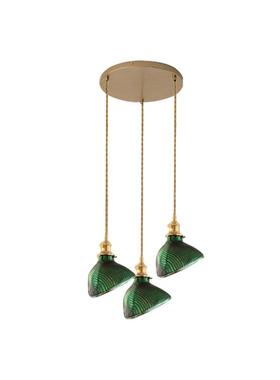 北欧美式单三头玻璃绿色吊灯个性艺术餐厅书房吧台玄关吊灯LED灯