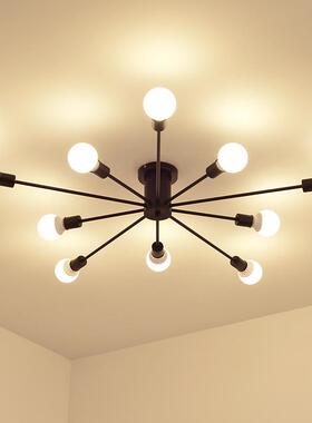 北欧风格卧室灯网红灯饰餐厅客厅房间简约现代家用黑色吸顶灯led