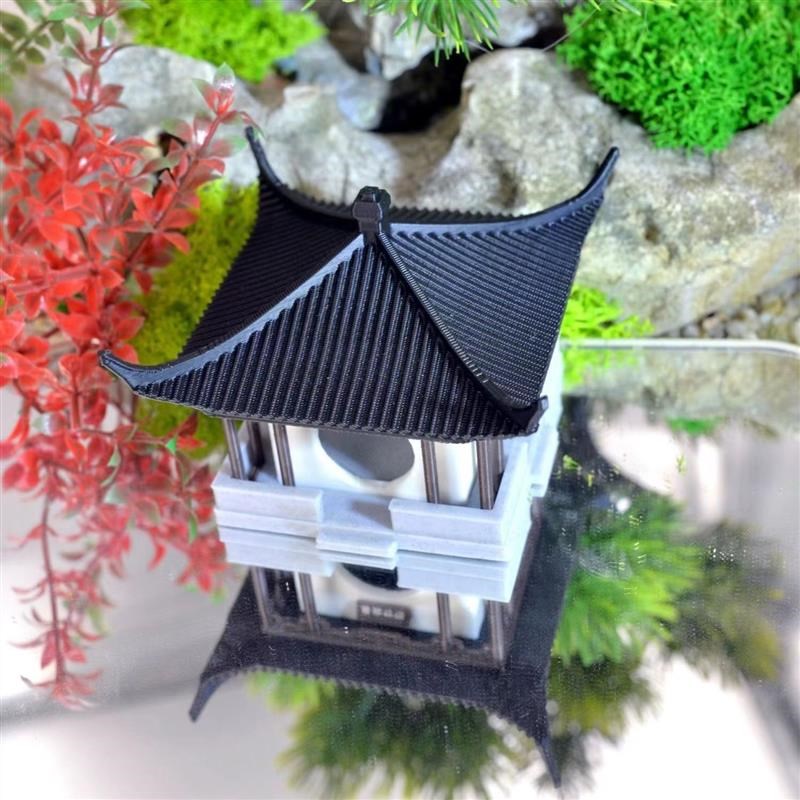 盆景微景观假山水陆缸鱼缸造景小摆件中式古建筑模型庭院书房凉亭